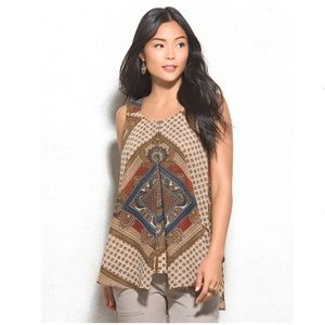 Dressbarn Mixed Print  Diamond Flyaway Blouse SzXL